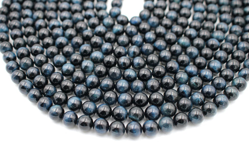 Blue Tigers Eye Gemstone Beads, 8mm, Round
